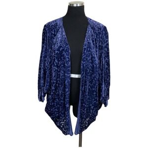 The Muses Lounge Women‎ Cardigan Blue Sz M Velvet Burnout Fairygoth Whimsigoth